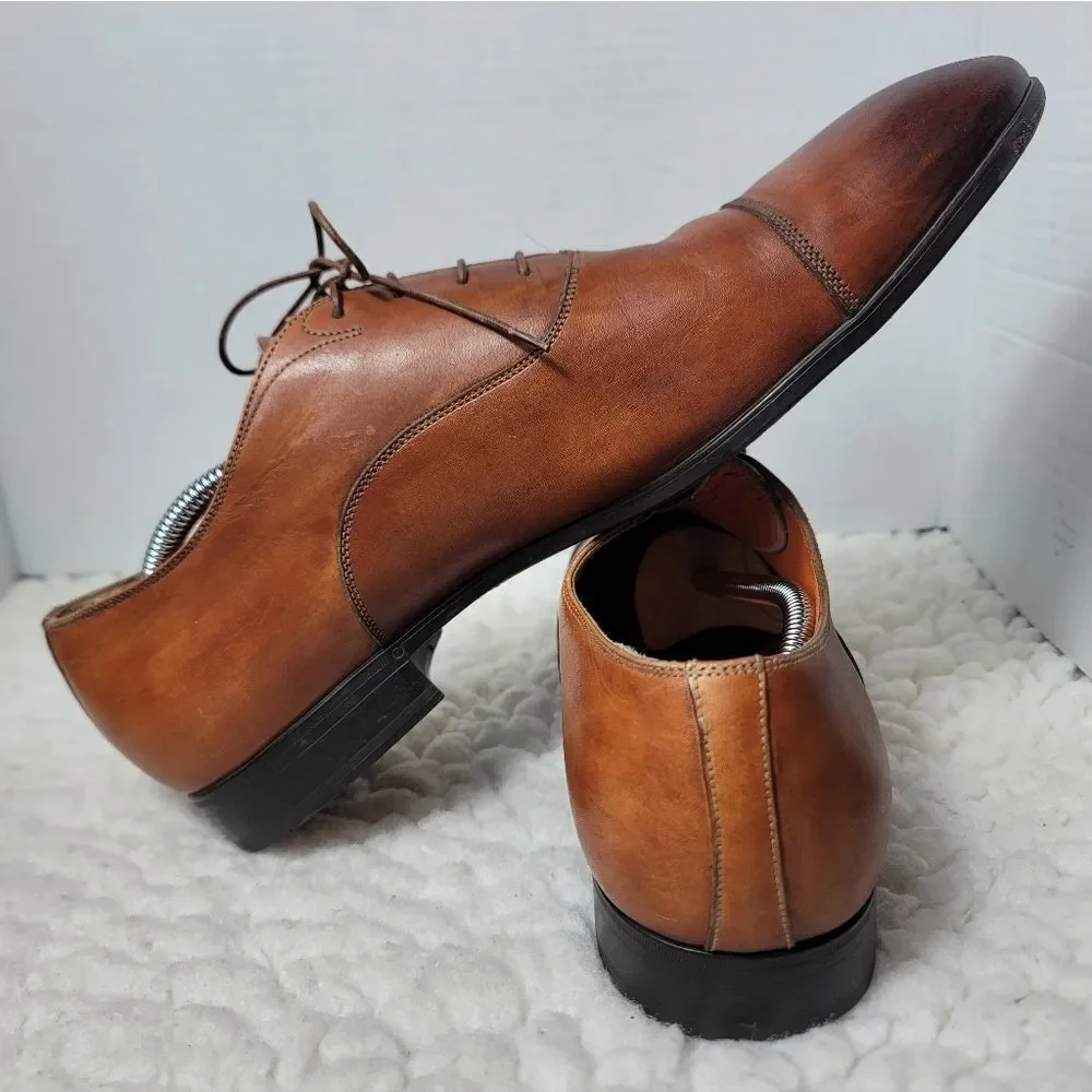 Santoni Men’s Cap Toe Oxford Dress Shoes Brown Leather US 12 D Italy.Classic